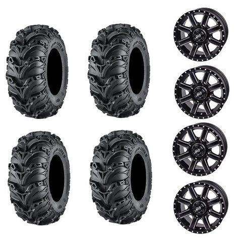ITP Mud Lite II Tire & Wheel Kits on Cascade Black & Machined Wheels