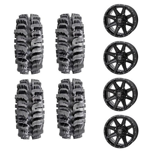 Interco Bogger UTV Tires 31x9.5-14 Frontline 308 Gloss Black Wheels Mounted