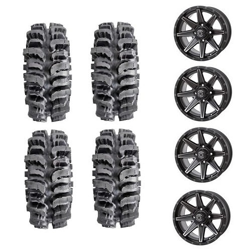 Interco Bogger UTV Tires 30x10-14 Frontline 308 Matte Black Wheels Mounted