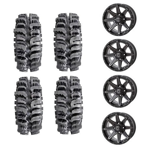 Interco Bogger UTV Tires 31x9.5-14 Frontline 308 Matte Black Wheels Mounted