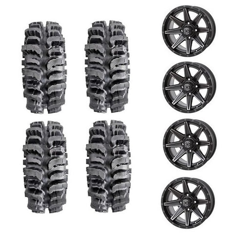 Interco Bogger UTV Tires Frontline 
308 Matte Black Wheels Mounted