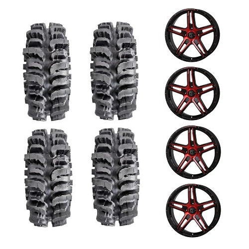 
                  
                    Interco Bogger UTV Tires 33x9.5-20 Mounted on Frontline 505 Red Wheels
                  
                