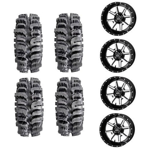 Interco Bogger UTV Tires 31x9.5-14 Frontline 556 Black & Machined Wheels Mounted