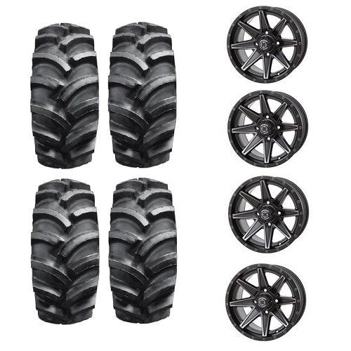 Interco Interforce AG Tires 27x10-14 Mounted on Frontline 308 Matte Black Wheels 