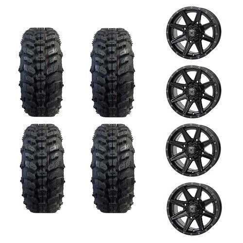 Interco Sniper 920 Tires 27x9-14 27x11-14 Mounted on Frontline 308 Gloss Black