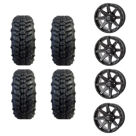 Interco Sniper 920 Tires 27x9-14 27x11-14 Mounted on Frontline 308 Matte Black