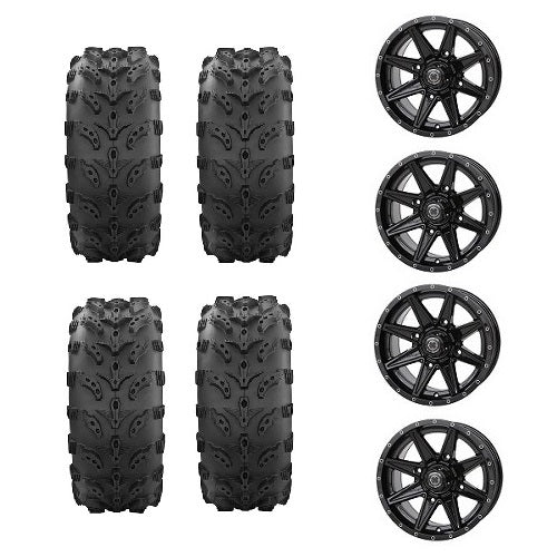 Interco Swamp Lite Tires 2 ea. 29.5x10-14 Mounted on Frontline 308 Gloss Black Wheels