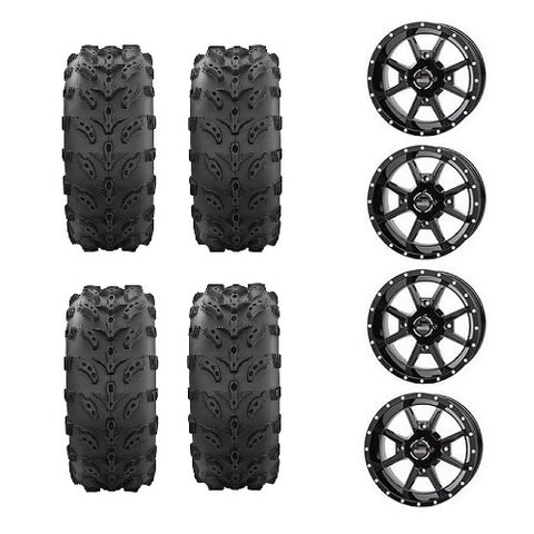 Interco Swamp Lite Tires 25x8-12 & 25x10-12 Mounted on Frontline 556 Black Wheels