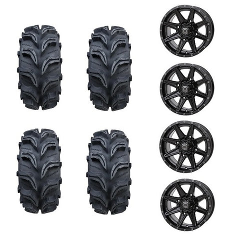 Interco Vampire II Tires 27x9-14 Frontline 308 Gloss Black Wheels Mounted