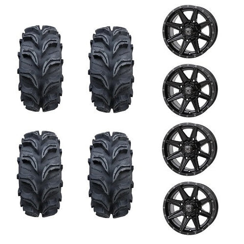 Interco Vampire II Tires 27x9-14 Frontline 308 Gloss Black Wheels Mounted