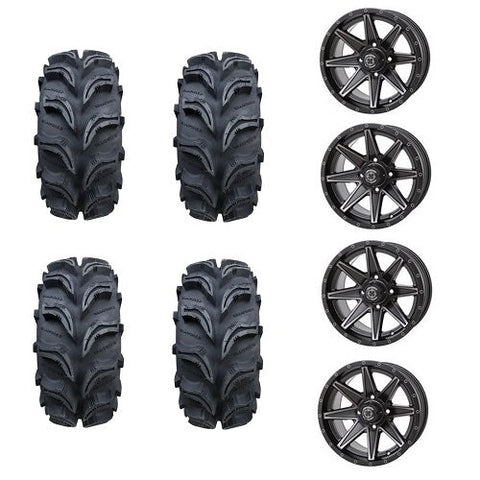 Interco Vampire II Tires 27x9-14 & 27x11-14 Frontline 308 Matte Black Wheels Mounted