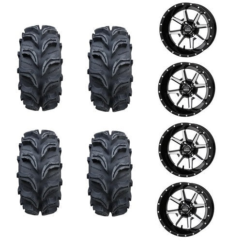 Interco Vampire II Tires 27x9-12 & 27x11-12 Frontline Machined & Black Wheels Mounted