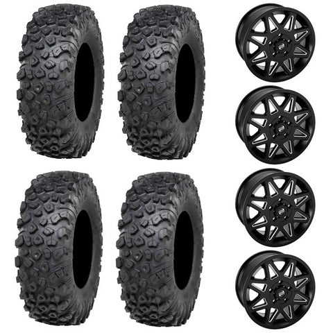 ITP Kinetic Tire & Wheel Kits - Tusk Tintic Matte Black & Milled Wheels