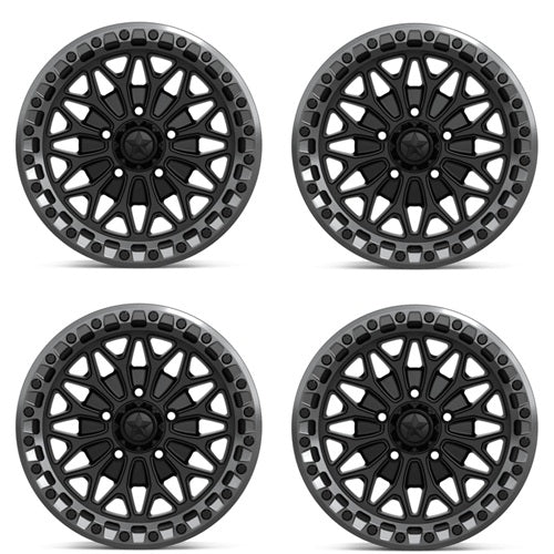 MSA Bolo Beadlock Wheels - MA053 Matte Black Gunmetal 15 Inch Set