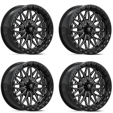 MSA Bolo Beadlock Wheels - MA053 Gloss Black & Milled 18 Inch Set