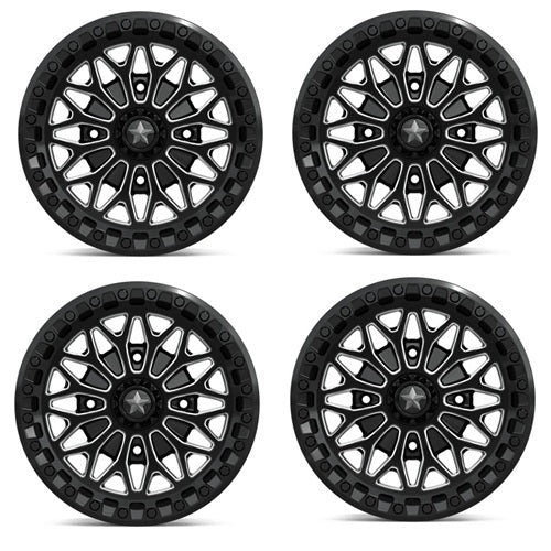 MSA Bolo Beadlock Wheels - MA053 Gloss Black & Milled Set