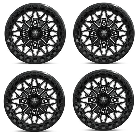 MSA Bolo Beadlock Wheels - MA053 Gloss Black & Milled Set
