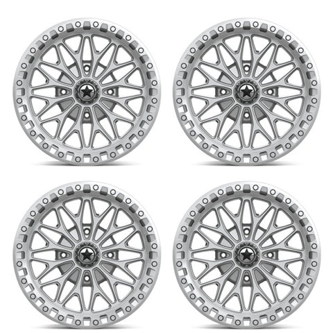 MSA Bolo Beadlock Wheels - MA053 Gloss Silver & Machined 18 Inch Set