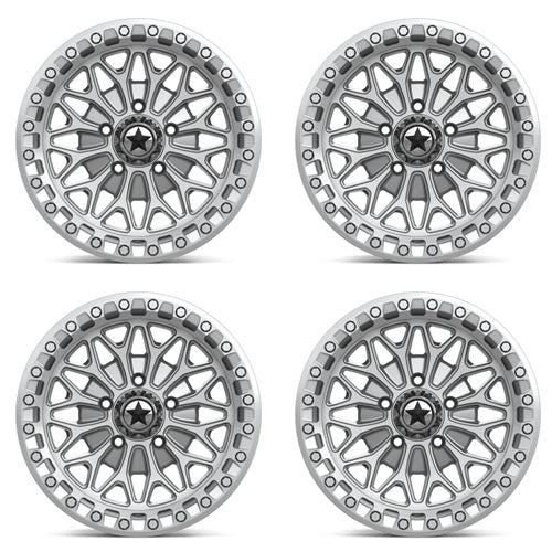 MSA Bolo Beadlock Wheels - MA053 Gloss Silver & Machined 15 Inch Set