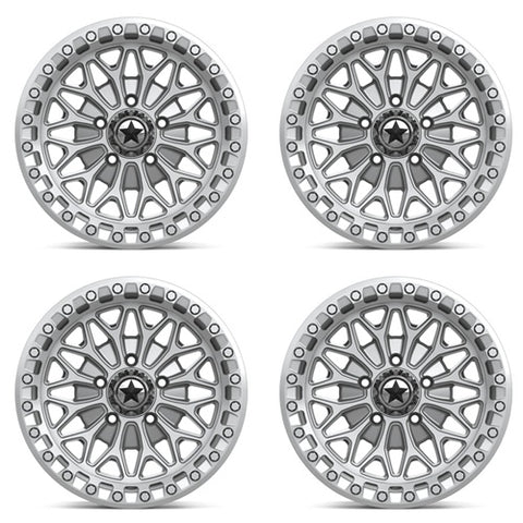 MSA Bolo Beadlock Wheels - MA053 Gloss Silver & Machined 15 Inch Set