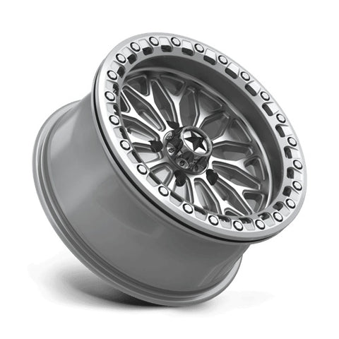 MSA Bolo Beadlock Wheels - MA053 Gloss Silver & Machined 15 Inch Profile