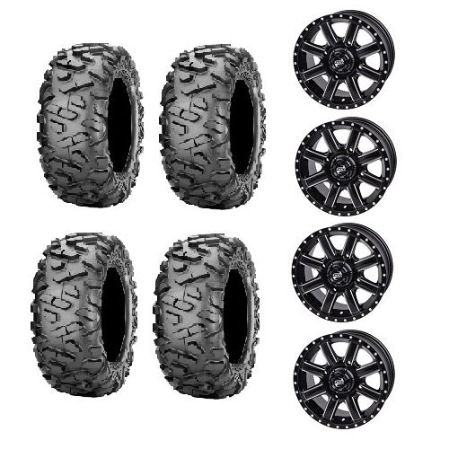 Maxxis Bighorn 28x10-14 Tires Mounted on Tusk Cascade Black & Machined