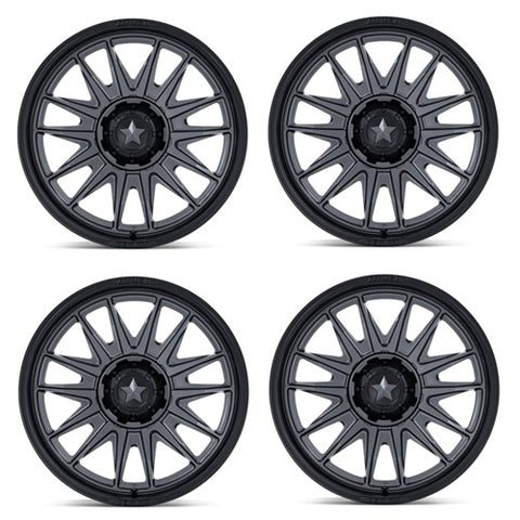 MSA MA055 Commander Wheels - Matte Gunmetal & Matte Black - Set