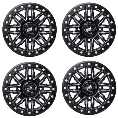 Tusk Nebo Black & Machined Beadlock Wheel Set