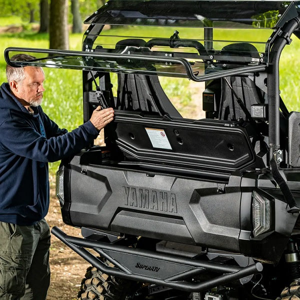 Superatv Rear Window Rmax SuperATV Yamaha Wolverine RMAX 4 Flip Up Rear Windshield