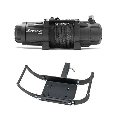 SuperATV Black Ops 12000 Synthetic Rope Winch & 2