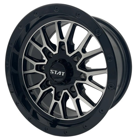 STAT-01 Machined Wheels - Gloss Black & Machined Side View