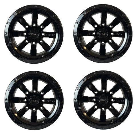 STAT OFFROAD STAT-02 Gloss Black ATV UTV Wheel Set