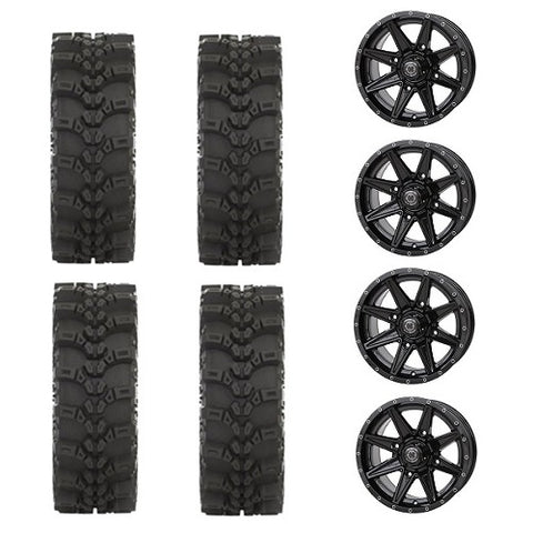 STAT FC-318 Tire & Wheel Kits 28x10-14 on Frontline 308 Gloss Black 4/110 Wheels