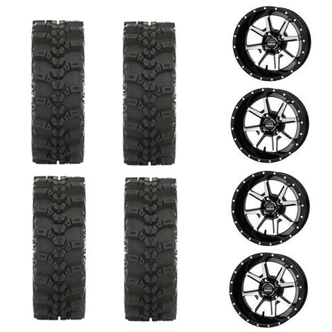 STAT FC-318 Tire & Wheel Kits on Frontline 556 Machined & Black Wheels
