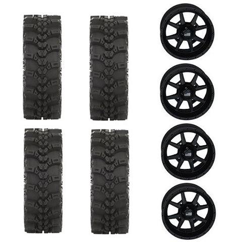 STAT FC-318 Tire & Wheel Kits 28x10-14 on Frontline 556 Stealth Black 4/110 Wheels