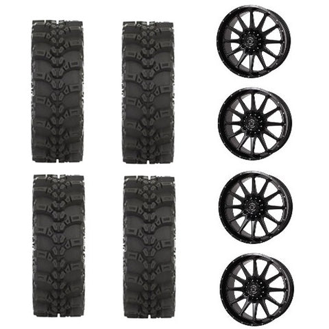 STAT FC-318 Tire & Wheel Kits 28x10-14 on Frontline 762 Gloss Black 4/110 Wheels