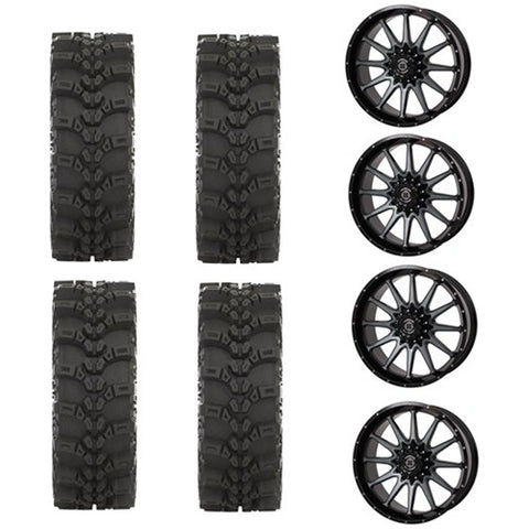 STAT FC-318 Tire & Wheel Kits on Frontline 762 Dark Tint Wheels