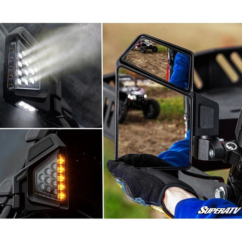 SuperATV Kawasaki Teryx 4 Dual Section LED Side-View Mirrors