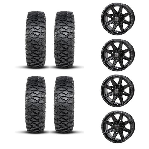ITP Savage XT Tire & Wheel Kits on Frontline 308 Gloss Black Wheels