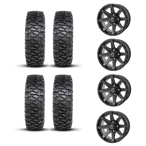 ITP Savage XT Tire & Wheel Kits on Frontline 308 Matte Black Wheels