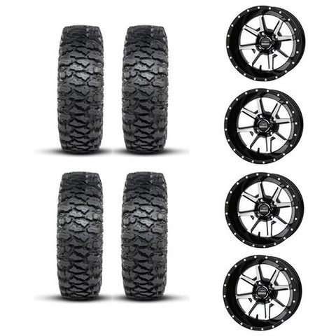 ITP Savage XT Tire & Wheel Kits on Frontline 556 Black & Machine Wheels