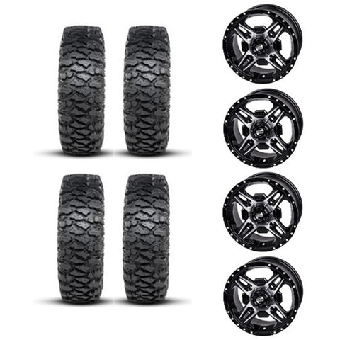 ITP Savage XT Tire & Wheel Kits on Tusk Beartooth Black & Machined Wheels