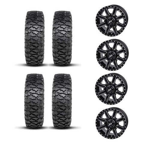ITP Savage XT Tire & Wheel Kits on Tusk Cascade Black & Machined Wheels