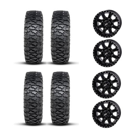 ITP Savage XT Tire & Wheel Kits on Tusk Cascade Matte Black Wheels