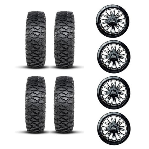 ITP Savage XT Tire & Wheel Kits on Stat 01 Black & Machined Wheels