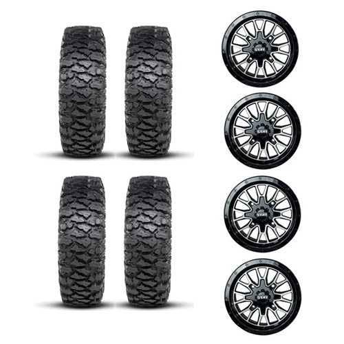 ITP Savage XT Tire & Wheel Kits on Stat 01 Black & Machined Wheels
