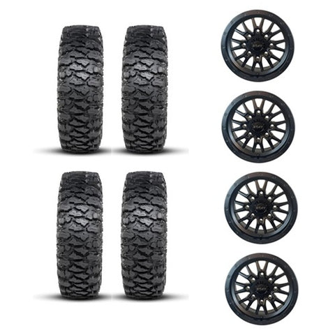 ITP Savage XT Tire & Wheel Kits on Stat 01 Satin Black Wheels