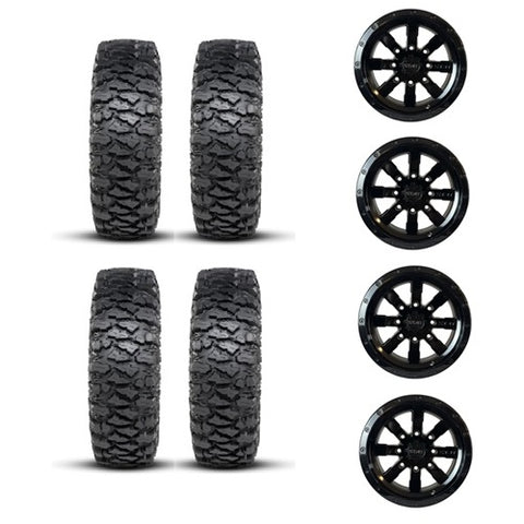 ITP Savage XT Tire & Wheel Kits on Stat 02 Satin Black Wheels