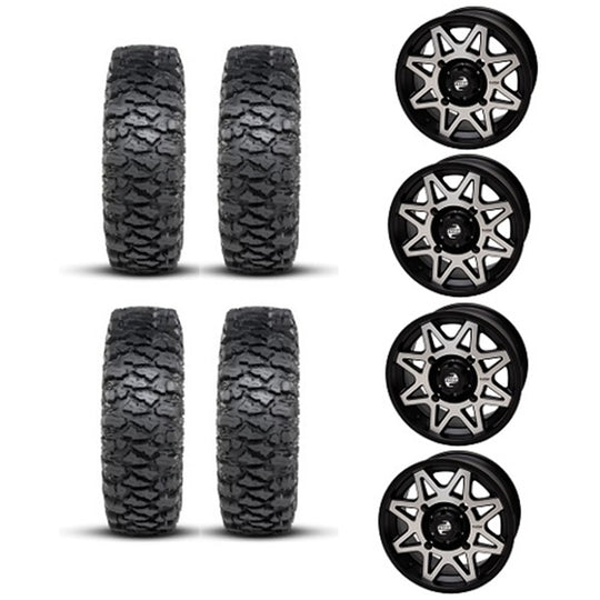 
                  
                    ITP Savage XT Tire & Wheel Kits on Tusk Tintic Black & Machined Wheels
                  
                