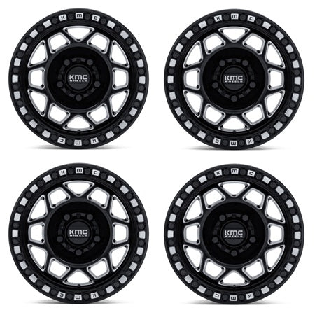 KMC Wheels KS241 TORX Gloss Black Milled Beadlock Wheel Set